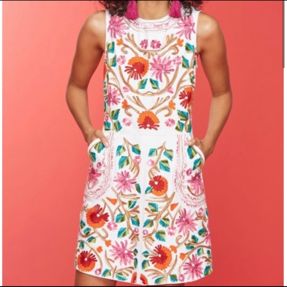 White Kuzu Embroidery Kiki Dress | ROLLER RABBIT